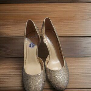 Andiamo Gold Rose High Heels Pumps Prom Wedding Homecoming Shoes Size 8.5 Heels